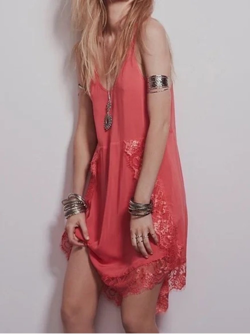 Vintage Intimately free people slip dress with lace details